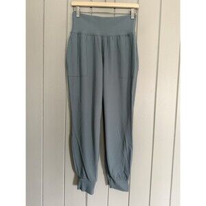 Athleta Salutation Ribbed Jogger Pants M Medium Sage Green High Waist Pockets